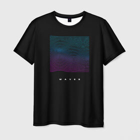 Мужская футболка 3D с принтом Волны vaporwave в Курске, 100% полиэфир | прямой крой, круглый вырез горловины, длина до линии бедер | retro wave | vapor wave | волны | музыка