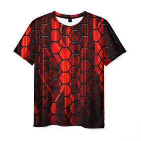 Мужская футболка 3D с принтом СТАЛЬНЫЕ СОТЫ в Курске, 100% полиэфир | прямой крой, круглый вырез горловины, длина до линии бедер | abstract | abstraction | comb | texture | абстракция | бронь | соты | стальные соты | текстуры