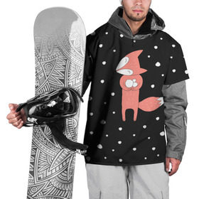 Накидка на куртку 3D с принтом Лисичка и Снежки в Курске, 100% полиэстер |  | fox | зима | лис | лиса | лисы | снег | снежок