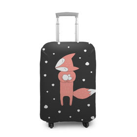 Чехол для чемодана 3D с принтом Лисичка и Снежки в Курске, 86% полиэфир, 14% спандекс | двустороннее нанесение принта, прорези для ручек и колес | fox | зима | лис | лиса | лисы | снег | снежок