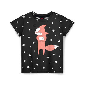 Детская футболка 3D с принтом Лисичка и Снежки в Курске, 100% гипоаллергенный полиэфир | прямой крой, круглый вырез горловины, длина до линии бедер, чуть спущенное плечо, ткань немного тянется | fox | зима | лис | лиса | лисы | снег | снежок