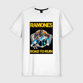 Мужская футболка премиум с принтом ramones в Курске, 92% хлопок, 8% лайкра | приталенный силуэт, круглый вырез ворота, длина до линии бедра, короткий рукав | punk | ramones | rock