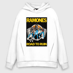 Мужское худи Oversize хлопок с принтом ramones в Курске, френч-терри — 70% хлопок, 30% полиэстер. Мягкий теплый начес внутри —100% хлопок | боковые карманы, эластичные манжеты и нижняя кромка, капюшон на магнитной кнопке | punk | ramones | rock