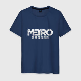 Мужская футболка хлопок с принтом METRO EXODUS в Курске, 100% хлопок | прямой крой, круглый вырез горловины, длина до линии бедер, слегка спущенное плечо. | Тематика изображения на принте: exodus | horror | metro exodus | survival | игры | исход | метро | метро 2035