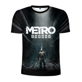 Мужская футболка 3D спортивная с принтом METRO EXODUS в Курске, 100% полиэстер с улучшенными характеристиками | приталенный силуэт, круглая горловина, широкие плечи, сужается к линии бедра | exodus | horror | metro exodus | survival | игры | исход | метро | метро 2035