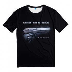 Мужская футболка 3D с принтом Counter Strike в Курске, 100% полиэфир | прямой крой, круглый вырез горловины, длина до линии бедер | counter | global | offensive | strike | контр | оружия | страйк | шутер