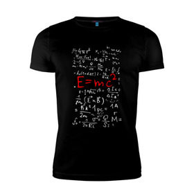 Мужская футболка премиум с принтом E=MC2 в Курске, 92% хлопок, 8% лайкра | приталенный силуэт, круглый вырез ворота, длина до линии бедра, короткий рукав | Тематика изображения на принте: e mc 2 | emc 2 | school | знаменитые формулы | физика | формулы | школа | эйнштейн