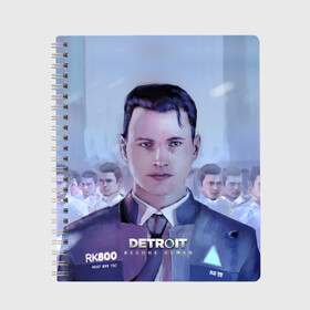 Тетрадь с принтом Detroit become human в Курске, 100% бумага | 48 листов, плотность листов — 60 г/м2, плотность картонной обложки — 250 г/м2. Листы скреплены сбоку удобной пружинной спиралью. Уголки страниц и обложки скругленные. Цвет линий — светло-серый
 | connor | cyberlife | detroit become human | deviant | kara | markus | ps4 | rk800 |  detroit: become human | детроит | детроит: стать человеком | игры | кара | коннор | конор | кэра | маркус | пиратs | эксклюзив