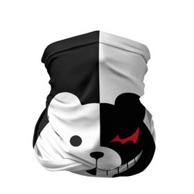 Бандана-труба 3D с принтом MONOKUMA в Курске, 100% полиэстер, ткань с особыми свойствами — Activecool | плотность 150‒180 г/м2; хорошо тянется, но сохраняет форму | anime | bear | black  white | minomi | monokuma | pink | rabbit | school | аниме | главарь | миноми | монокума | черно белый | школа