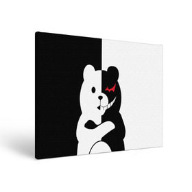 Холст прямоугольный с принтом MONOKUMA в Курске, 100% ПВХ |  | anime | bear | black  white | minomi | monokuma | pink | rabbit | school | аниме | главарь | миноми | монокума | черно белый | школа