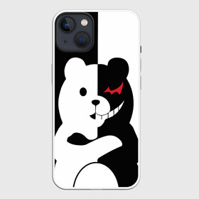 Чехол для iPhone 13 с принтом MONOKUMA   МОНОКУМА в Курске,  |  | anime | bear | black  white | minomi | monokuma | pink | rabbit | school | аниме | главарь | миноми | монокума | черно белый | школа