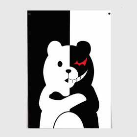 Постер с принтом MONOKUMA в Курске, 100% бумага
 | бумага, плотность 150 мг. Матовая, но за счет высокого коэффициента гладкости имеет небольшой блеск и дает на свету блики, но в отличии от глянцевой бумаги не покрыта лаком | anime | bear | black  white | minomi | monokuma | pink | rabbit | school | аниме | главарь | миноми | монокума | черно белый | школа