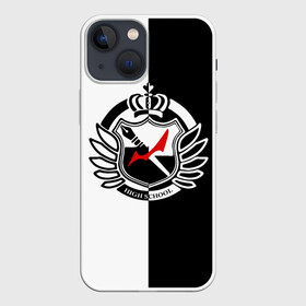 Чехол для iPhone 13 mini с принтом MONOKUMA SCHOOL с фоном в Курске,  |  | anime | bear | black  white | minomi | monokuma | pink | rabbit | school | аниме | главарь | миноми | монокума | черно белый | школа