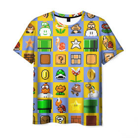 Мужская футболка 3D с принтом Super Mario Pop art в Курске, 100% полиэфир | прямой крой, круглый вырез горловины, длина до линии бедер | bros | donkey kong | mario | super | игра | марио | офф | спин | супер | тоад