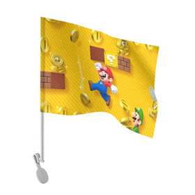 Флаг для автомобиля с принтом Супер Марио в Курске, 100% полиэстер | Размер: 30*21 см | bros | donkey kong | mario | super | игра | марио | офф | спин | супер | тоад