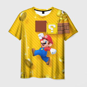 Мужская футболка 3D с принтом Супер Марио в Курске, 100% полиэфир | прямой крой, круглый вырез горловины, длина до линии бедер | bros | donkey kong | mario | super | игра | марио | офф | спин | супер | тоад