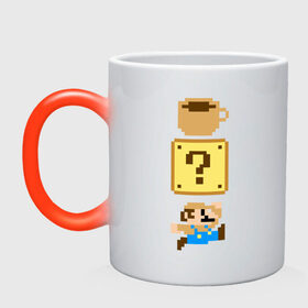 Кружка хамелеон с принтом Любитель кофе (Марио) в Курске, керамика | меняет цвет при нагревании, емкость 330 мл | 16 bit | 16 бит | 8 bit | 8 бит | coffe | dendy | love | mario | nes | nintendo | pixel | pixels | retro | денди | кофе | любовь | марио | нинтендо