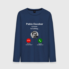 Мужской лонгслив хлопок с принтом Escobar в Курске, 100% хлопок |  | Тематика изображения на принте: escobar | loving pablo | прикол | эскобар | юмор