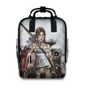 Женский рюкзак 3D с принтом Tomb Raider в Курске, 100% полиэстер | лямки с регулируемой длиной, сверху ручки, чтобы рюкзак нести как сумку. Основное отделение закрывается на молнию, как и внешний карман. Внутри два дополнительных кармана, один из которых закрывается на молнию. По бокам два дополнительных кармашка, куда поместится маленькая бутылочка
 | Тематика изображения на принте: game | shadow of the tomb raider | tomb raider | гора | кино | крофт | лара крофт | ледокол | огонь | приключения | путешествие | расхитительница гробниц