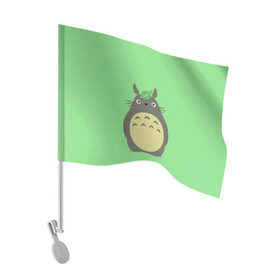 Флаг для автомобиля с принтом Тоторо в Курске, 100% полиэстер | Размер: 30*21 см | art | hayao miyazaki | mei kusakabe | tonari no totoro | берлога | лапа | лес | мой сосед тоторо | хаяо миядзаки