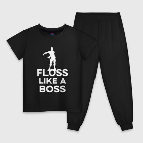 Детская пижама хлопок с принтом Floss like a boss в Курске, 100% хлопок |  брюки и футболка прямого кроя, без карманов, на брюках мягкая резинка на поясе и по низу штанин
 | dance | floss like a boss | fortnite | swag | thebackpackkid | танец