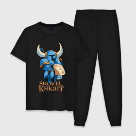 Мужская пижама хлопок с принтом Shovel Knight (2) в Курске, 100% хлопок | брюки и футболка прямого кроя, без карманов, на брюках мягкая резинка на поясе и по низу штанин
 | 