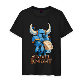 Мужская футболка хлопок с принтом Shovel Knight (2) в Курске, 100% хлопок | прямой крой, круглый вырез горловины, длина до линии бедер, слегка спущенное плечо. | 