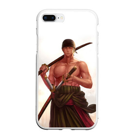 Чехол для iPhone 7Plus/8 Plus матовый с принтом One Piece - Zoro в Курске, Силикон | Область печати: задняя сторона чехла, без боковых панелей | большой | ван | воин | катана | куш | меч | пираты | пис | самурай