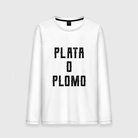 Мужской лонгслив хлопок с принтом Plata o Plomo в Курске, 100% хлопок |  | escobar | loving pablo | эскобар