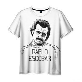 Мужская футболка 3D с принтом Pablo Escobar в Курске, 100% полиэфир | прямой крой, круглый вырез горловины, длина до линии бедер | escobar | loving pablo | эскобар