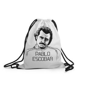Рюкзак-мешок 3D с принтом Pablo Escobar в Курске, 100% полиэстер | плотность ткани — 200 г/м2, размер — 35 х 45 см; лямки — толстые шнурки, застежка на шнуровке, без карманов и подкладки | Тематика изображения на принте: escobar | loving pablo | эскобар