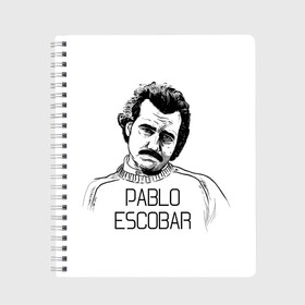 Тетрадь с принтом Pablo Escobar в Курске, 100% бумага | 48 листов, плотность листов — 60 г/м2, плотность картонной обложки — 250 г/м2. Листы скреплены сбоку удобной пружинной спиралью. Уголки страниц и обложки скругленные. Цвет линий — светло-серый
 | Тематика изображения на принте: escobar | loving pablo | эскобар