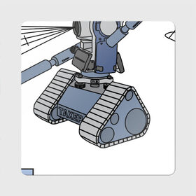Магнит виниловый Квадрат с принтом Роботизированный тахеометр в Курске, полимерный материал с магнитным слоем | размер 9*9 см, закругленные углы | surveyor | геодезист | геодезия | робот | тахеометр