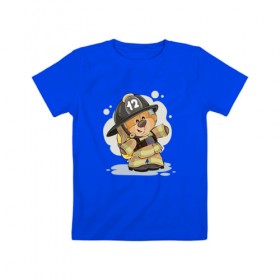 Детская футболка хлопок с принтом Пожарник 3 в Курске, 100% хлопок | круглый вырез горловины, полуприлегающий силуэт, длина до линии бедер | 