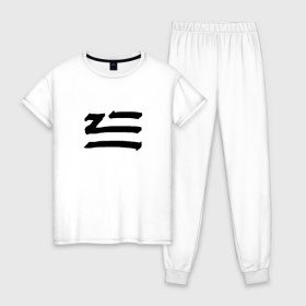 Женская пижама хлопок с принтом LOGO |ZHU в Курске, 100% хлопок | брюки и футболка прямого кроя, без карманов, на брюках мягкая резинка на поясе и по низу штанин | 