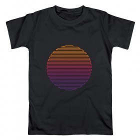 Мужская футболка хлопок с принтом Линейное солнце в Курске, 100% хлопок | прямой крой, круглый вырез горловины, длина до линии бедер, слегка спущенное плечо. | восход | геометрия | закат | линейное солнце | линии | минимализм | солнце