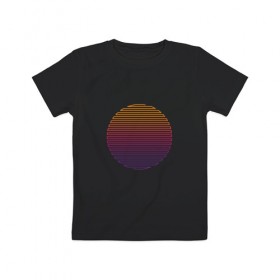 Детская футболка хлопок с принтом Линейное солнце в Курске, 100% хлопок | круглый вырез горловины, полуприлегающий силуэт, длина до линии бедер | восход | геометрия | закат | линейное солнце | линии | минимализм | солнце