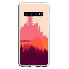 Чехол для Samsung Galaxy S10 с принтом Firewatch в Курске, Силикон | Область печати: задняя сторона чехла, без боковых панелей | campo santo | firewatch | арт | вечер | вид | горы | закат | игра | лес | озеро | олень | пейзаж | пожарный дозор | солнце | холмы