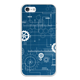 Чехол для iPhone 5/5S матовый с принтом Механика в Курске, Силикон | Область печати: задняя сторона чехла, без боковых панелей | детали | механизм | механик | схема | чертеж | шестеренки
