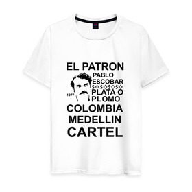 Мужская футболка хлопок с принтом Pablo Escobar в Курске, 100% хлопок | прямой крой, круглый вырез горловины, длина до линии бедер, слегка спущенное плечо. | escobar | loving pablo | эскобар