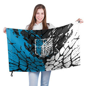 Флаг 3D с принтом АТАКА ТИТАНОВ в Курске, 100% полиэстер | плотность ткани — 95 г/м2, размер — 67 х 109 см. Принт наносится с одной стороны | 