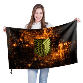 Флаг 3D с принтом Attack on titan art в Курске, 100% полиэстер | плотность ткани — 95 г/м2, размер — 67 х 109 см. Принт наносится с одной стороны | 