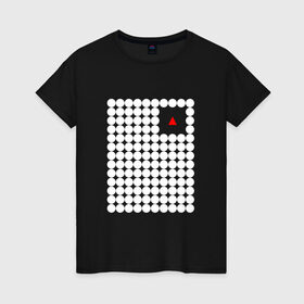 Женская футболка хлопок с принтом Взаперти в Курске, 100% хлопок | прямой крой, круглый вырез горловины, длина до линии бедер, слегка спущенное плечо | круги | минимализм | треугольник