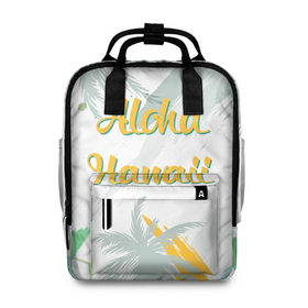Женский рюкзак 3D с принтом Aloha Hawaii в Курске, 100% полиэстер | лямки с регулируемой длиной, сверху ручки, чтобы рюкзак нести как сумку. Основное отделение закрывается на молнию, как и внешний карман. Внутри два дополнительных кармана, один из которых закрывается на молнию. По бокам два дополнительных кармашка, куда поместится маленькая бутылочка
 | aloha | summer | sun | travel | гавайи | лето | путешествия