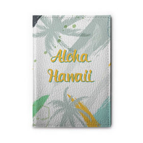 Обложка для автодокументов с принтом Aloha Hawaii в Курске, натуральная кожа |  размер 19,9*13 см; внутри 4 больших “конверта” для документов и один маленький отдел — туда идеально встанут права | Тематика изображения на принте: aloha | summer | sun | travel | гавайи | лето | путешествия