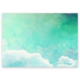 Поздравительная открытка с принтом Облако в Курске, 100% бумага | плотность бумаги 280 г/м2, матовая, на обратной стороне линовка и место для марки
 | абстракт | вектор | звезды | зеленый | красиво | небо | облако | синий | узор