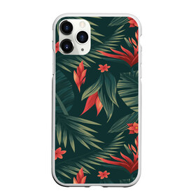 Чехол для iPhone 11 Pro матовый с принтом Тропики в Курске, Силикон |  | Тематика изображения на принте: вектор | джунгли | дизайн | зеленый | красиво | красный | лес | лето | папоротник | тропики | тропические листья