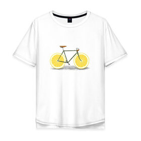 Мужская футболка хлопок Oversize с принтом Велосипед в Курске, 100% хлопок | свободный крой, круглый ворот, “спинка” длиннее передней части | Тематика изображения на принте: bike | вело | велосипед | лимон