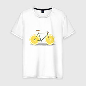 Мужская футболка хлопок с принтом Велосипед в Курске, 100% хлопок | прямой крой, круглый вырез горловины, длина до линии бедер, слегка спущенное плечо. | Тематика изображения на принте: bike | вело | велосипед | лимон