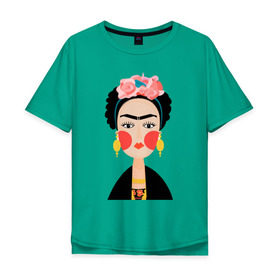 Мужская футболка хлопок Oversize с принтом Фрида Кало в Курске, 100% хлопок | свободный крой, круглый ворот, “спинка” длиннее передней части | frida kahlo de rivera | фрида кало